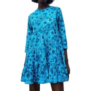 ZARA Sharon Floral Tiered Midi Dress Blogger Favorite Small